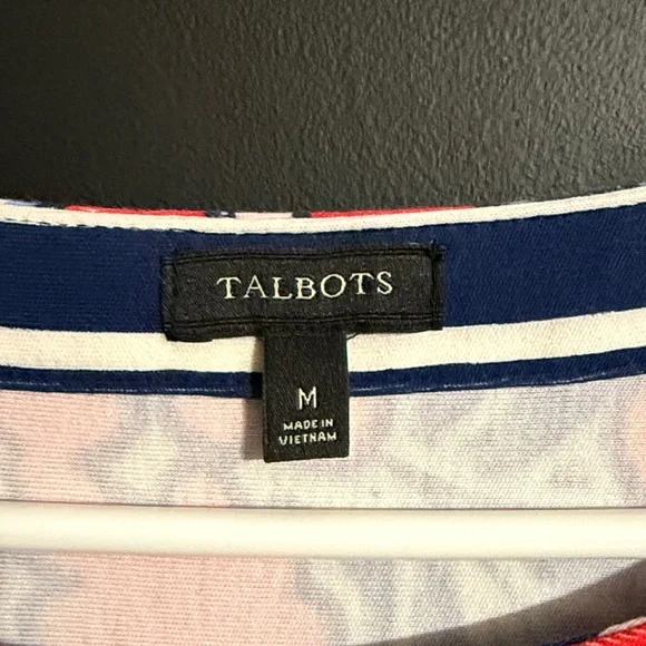 Talbots Striped Casual 3/4 Sleeve Stretch Floral Mini Dress Size: M - Picture 4 of 6